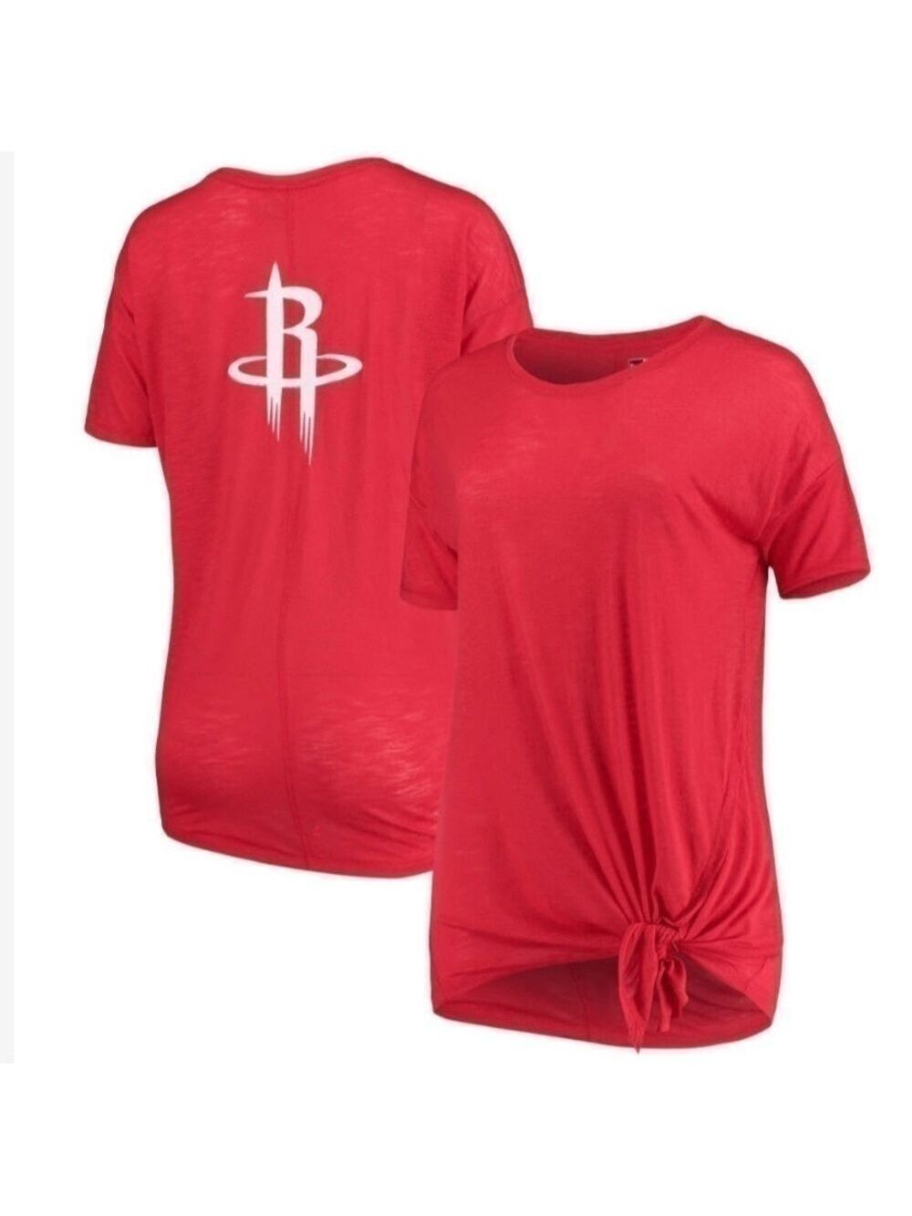 Women's New Era Red Houston Rockets Side-Tie Slub T-Shirt